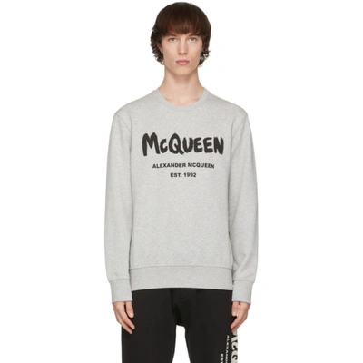Alexander Mcqueen Graffiti Print Sweatshirt In Grey