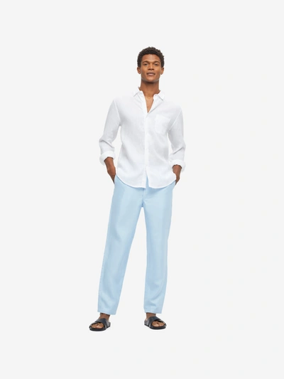 Derek Rose Men's Trousers Sydney 2 Linen Blue