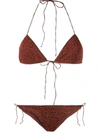 Oseree Metallic-thread Halterneck Bikini In Brown