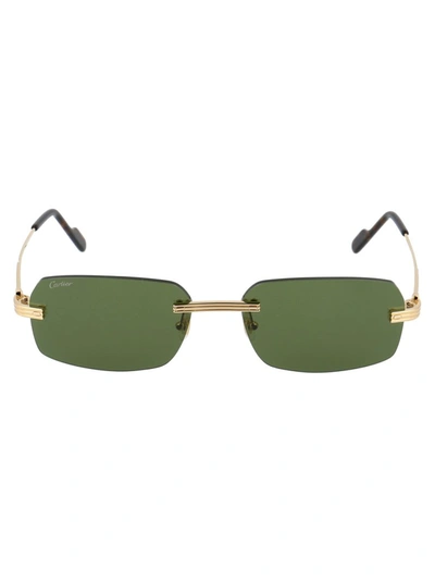 Cartier Rectangular Lens Sunglasses In Gold