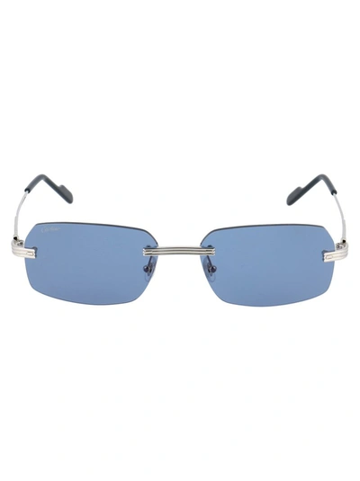 Cartier Rectangular Lens Sunglasses In Silver