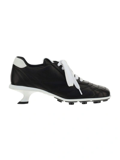 Miu Miu Black & White Sneaker Heels In Nero+bianco