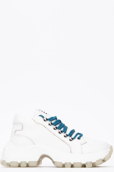 Miu Miu Platformed Laced-up Sneakers In White