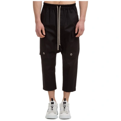 Rick Owens Drawstring Cargo Cropped Trousers In Black