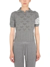 THOM BROWNE KNITTED POLO SHIRT