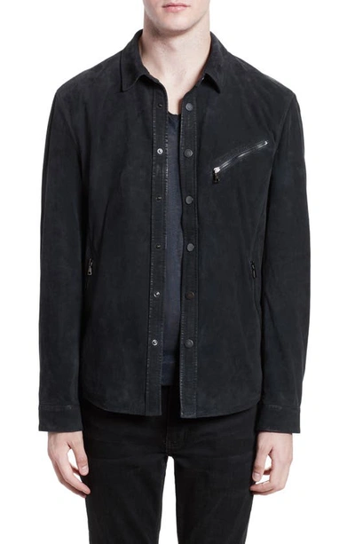 John Varvatos Suede Shirt Jacket In Midnight