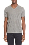 John Varvatos Linen Slim Fit V-neck T-shirt In Pewter