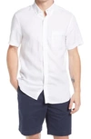 Nordstrom Solid Linen Short Sleeve Button-down Shirt In White