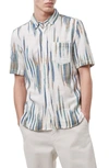 FRENCH CONNECTION HANDLOOM DOBBY SHORT SLEEVE BUTTON-UP SHIRT,52QEH