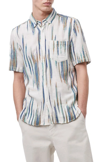 French Connection Handloom Dobby Short Sleeve Button-up Shirt In Ecru Multi