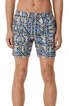 Burberry Men's Martin Logo Check Swim Shorts In Vivid Cobalt Ip Patt
