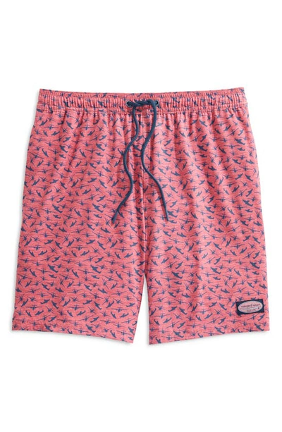 Vineyard Vines Chappy Stripe Swim Trunks In Plane Lobster Reef