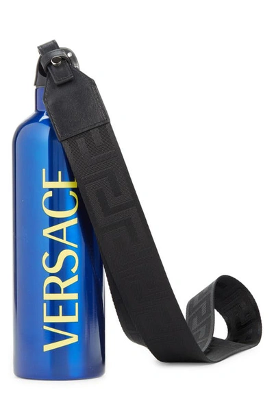 Versace Logo Water Bottle On A Lanyard In Royal Blue-multicolor-palladio