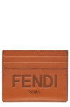 FENDI LOGO EMBOSSED LEATHER CARD CASE,7M0164-AFCL
