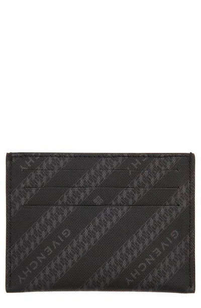 Givenchy Chain Logo Print Calfskin Leather Card Holder In Black/ Grey