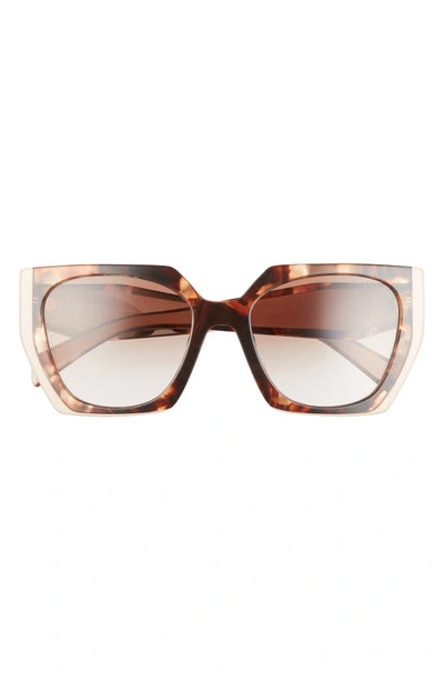 Prada 54mm Gradient Rectangle Sunglasses In Tortoise Caramel/powder/ Brown