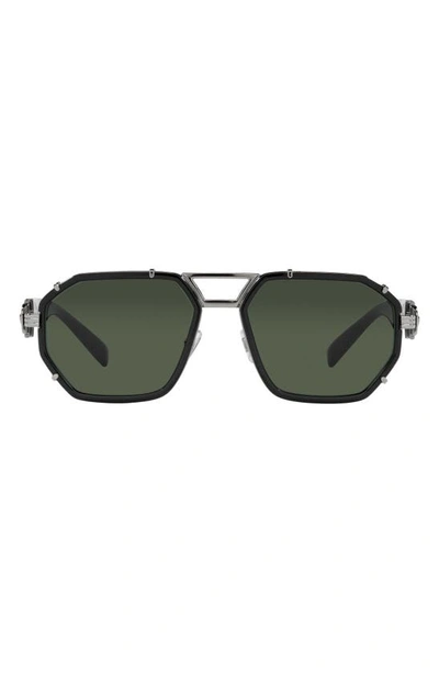 Versace 58mm Aviator Sunglasses In Black