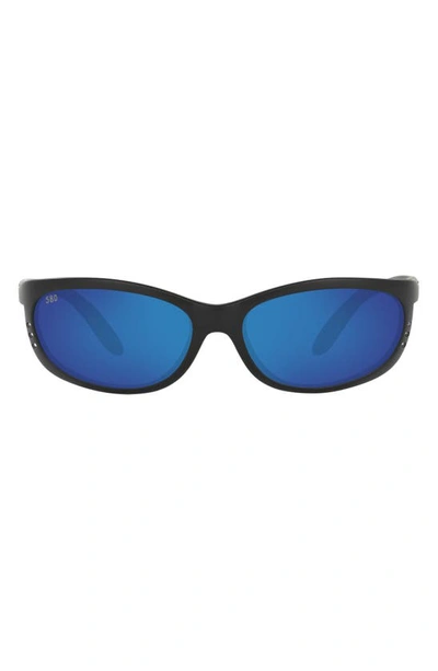 Costa Del Mar 61mm Polarized Oval Sunglasses In Dark Grey Black