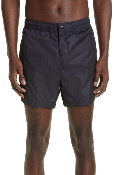 Moncler Logo-patch Swim Shorts In Blue