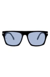 Mita Nile 56mm Rectangular Sunglasses In Shiny Black/ Silver Mirror