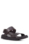 Geox Cross Strap Leather Sandal In Dark Brown