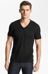 John Varvatos Linen Slim Fit V-neck T-shirt In Black
