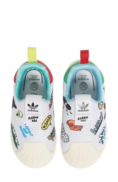 Adidas Originals Babies' Superstar 360 Primeblue Pull-on Sneaker In White/ Vivid Green/ Scarlet