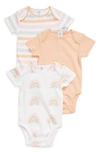 Nordstrom Babies' 3-pack Bodysuits In Rainbow Pack