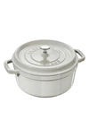Staub 4-quart Round Enameled Cast Iron Cocotte In White Truffle