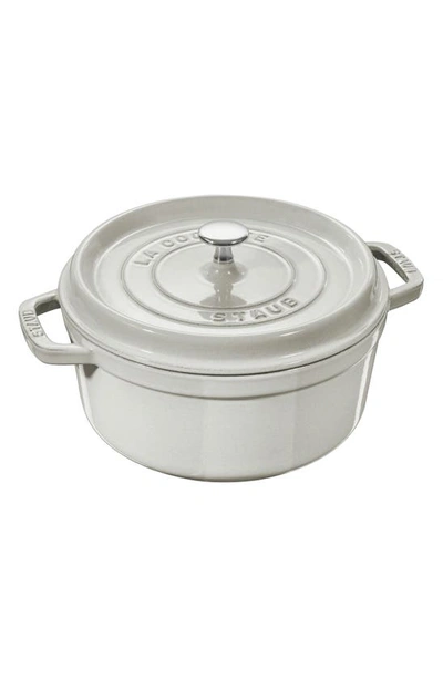 Staub 4-quart Round Enameled Cast Iron Cocotte In White Truffle
