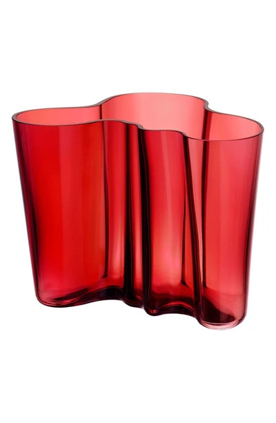 Monique Lhuillier Waterford Iitala Alvar Aalto Glass Vase In Cranberry