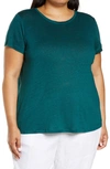 Eileen Fisher Organic Linen T-shirt In Aegean