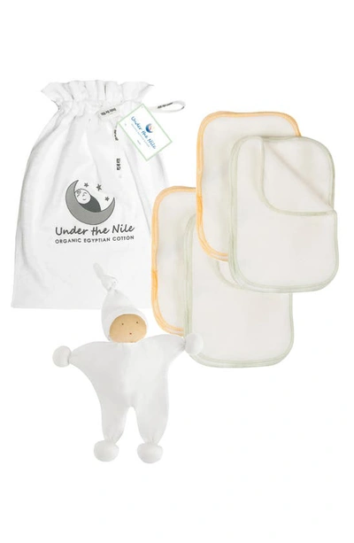 Under The Nile Babies' Essentials Organic Egyptian Cotton Wipes & Toy Set In White