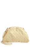 Bottega Veneta Small The Pouch Leather Clutch In Ice Cream/ Silver