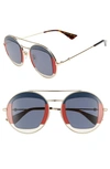 Gucci 47mm Round Sunglasses In Web/ Blue