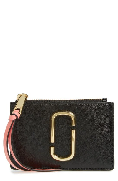 The Marc Jacobs Marc Jacobs Snapshot Leather Id Wallet In Black/ Rose