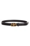 BALENCIAGA BB LOGO BUCKLE LEATHER BELT,6203281CH0B