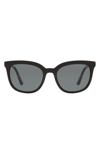 Prada Pillow 53mm Polarized Square Sunglasses In Black/ Smoke