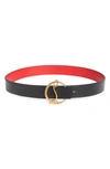 Christian Louboutin Cl Logo Reversible Leather Belt In Black