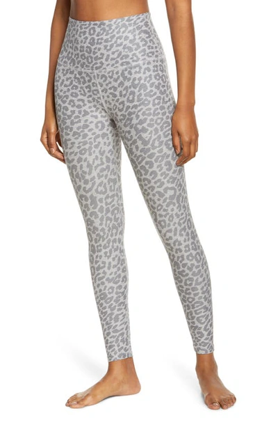 Beyond Yoga Space Dye High Waist Midi Leggings In Silver Mist Black Leopard