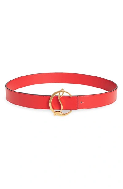 Christian Louboutin Monogram-buckle Leather Belt In Loubi Gold