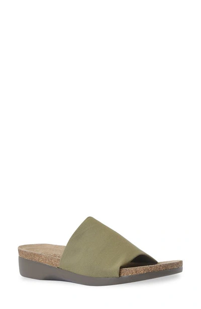Munro Casita Slide Sandal In Olive Green Fabric
