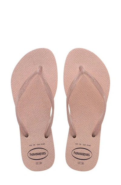 Havaianas Women's Slim Gloss Thong Flip Flops In Pink