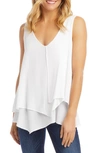 Karen Kane V-neck Layered Asymmetrical Tank In White