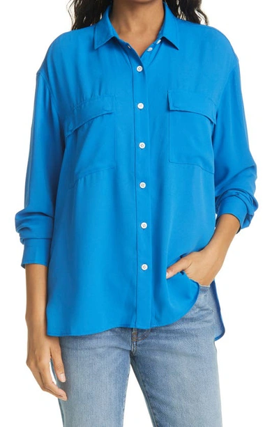 Atm Anthony Thomas Melillo Crepe Georgette Shirt In Cobalt