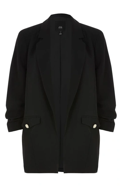 River Island Ruched Sleeve Blazer In Black - Part Of A Set