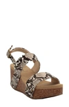 Volatile Summer Love Platform Wedge Sandal In Natural Multi Faux Leather