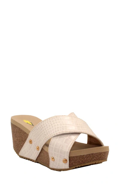 Volatile Riverside Platform Wedge Slide Sandal In White