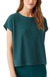 Eileen Fisher Crewneck Boxy Rib T-shirt In Agean
