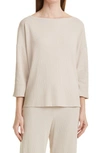 Eileen Fisher Bateau Neck Boxy Top In Chalk